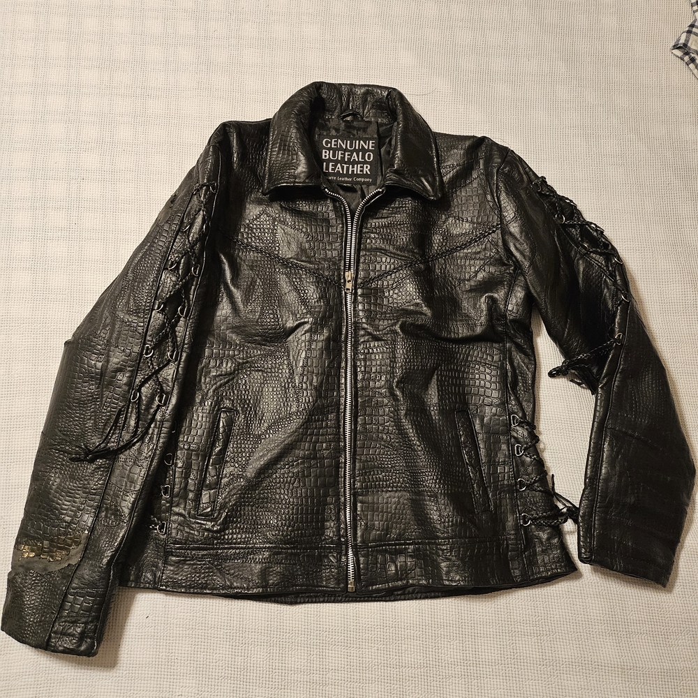 Genuine Buffalo Leather Jacket Women's 2X Black Navarre Leather Company